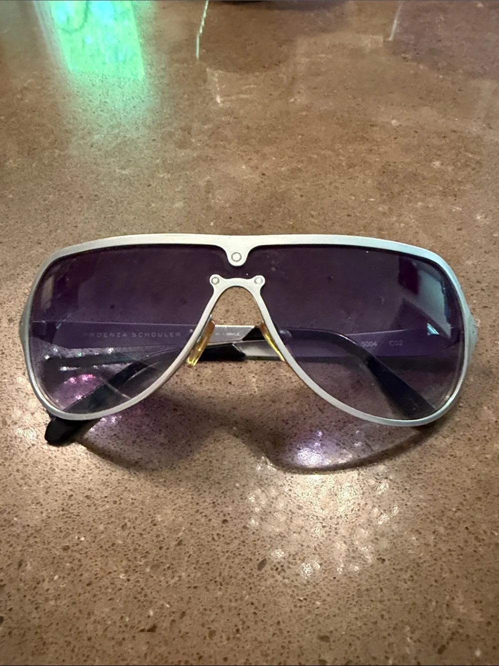 Proenza Schouler Silver Frame Sunglasses with Purple Lenses - Picture 1 of 4